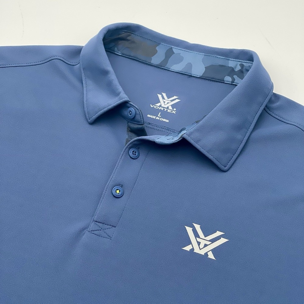 Vortex Polo Golf Shirt Men's Size Large Blue Short Sleeve Performance‎ Stretch